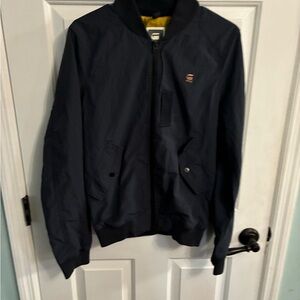G-Star Navy Bomber Jacket with Yellow Lining Accent